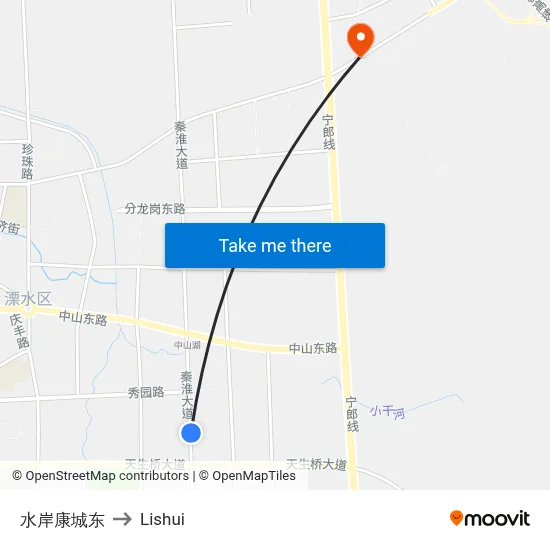 East Shuian Kangcheng to Lishui map