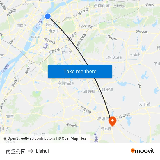 Nanbao Park to Lishui map