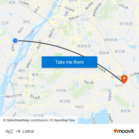 Wujiang to Lishui map