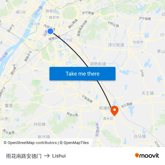 Yuhua South Road Andemen to Lishui map