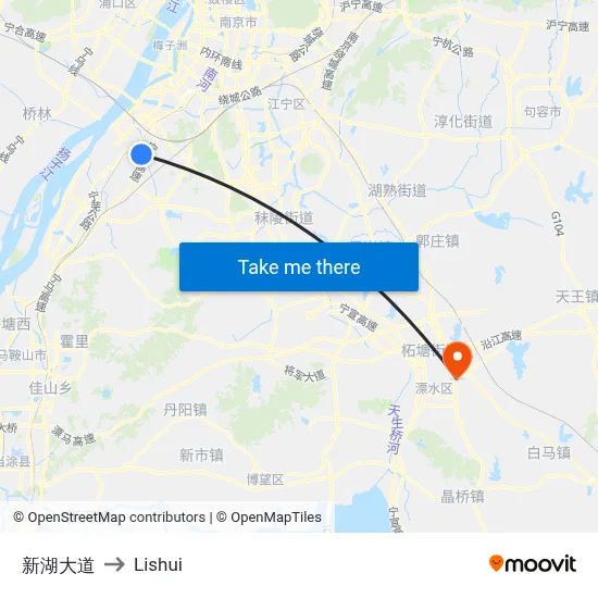 Xinhu Avenue to Lishui map