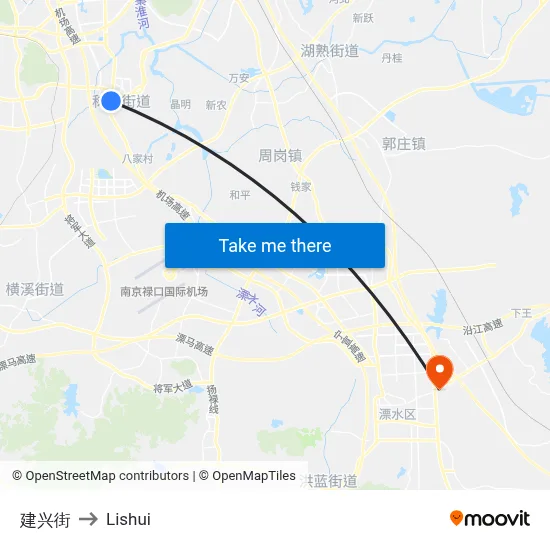 Jianxing Street to Lishui map
