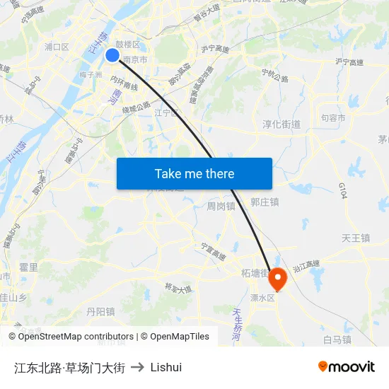 Jiangdong North Road · Caocangmen Street to Lishui map