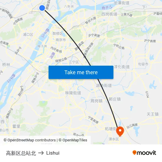 High-Tech Zone Terminal North to Lishui map