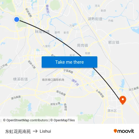 Donghong Garden South Court to Lishui map