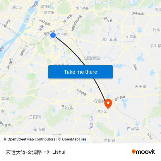 Hongyun Avenue & Jinyuan Road to Lishui map