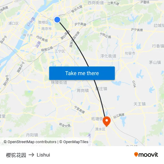Cherry Camel Garden to Lishui map