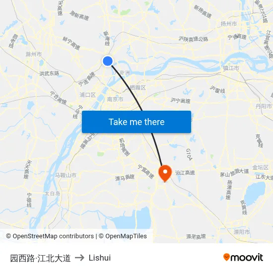 Yuan West Road & Jiangbei Avenue to Lishui map