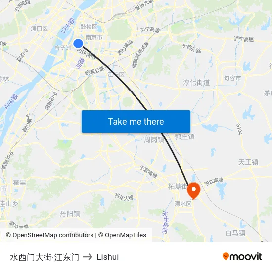 Shuiximen Street·Jiangdongmen to Lishui map