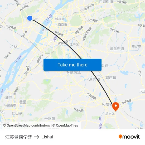 Jiangsu Health College to Lishui map