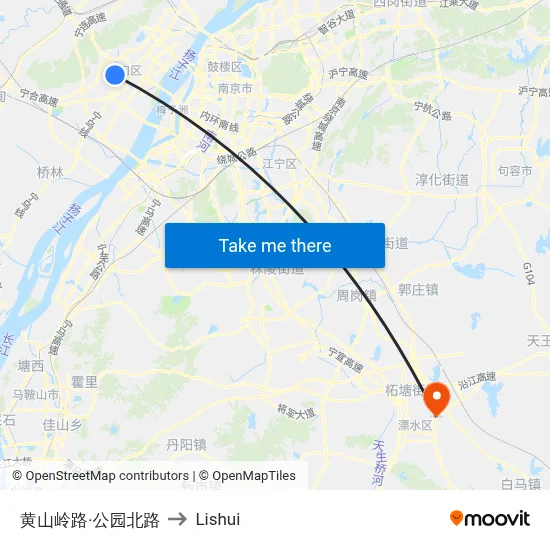 Huangshan Ridge Road & Park North Road to Lishui map