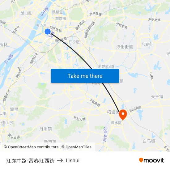 Jiangdong Middle Road Fuchunjiang West Street to Lishui map