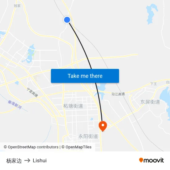 Yangjibian to Lishui map