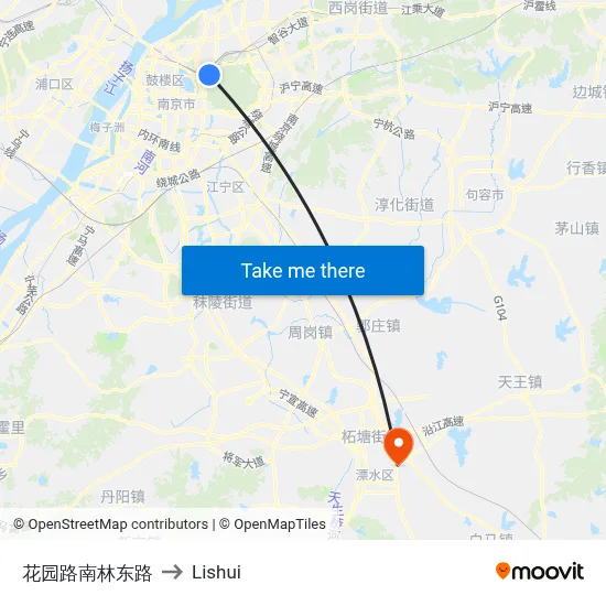 Huayuan Road & Nanlin East Road to Lishui map