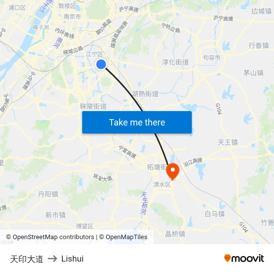 Tianyin Avenue to Lishui map