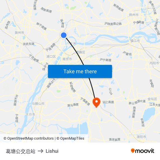 葛塘公交总站 to Lishui map