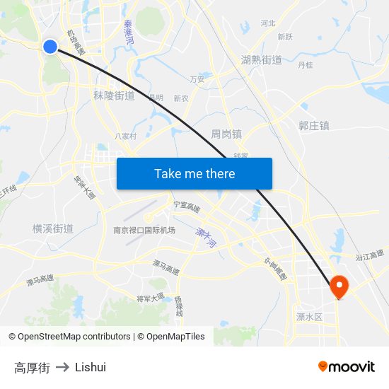 高厚街 to Lishui map