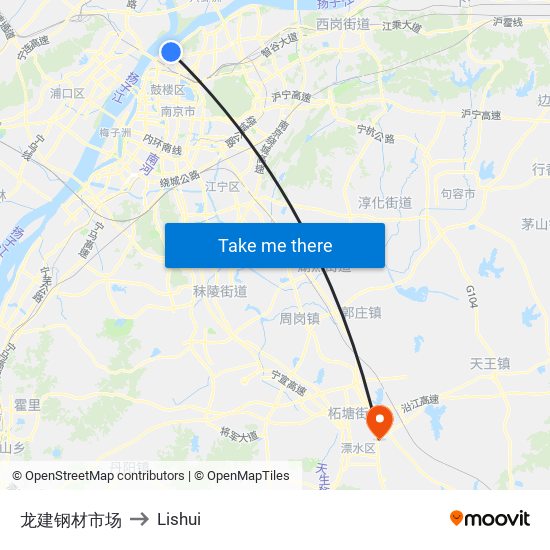 龙建钢材市场 to Lishui map
