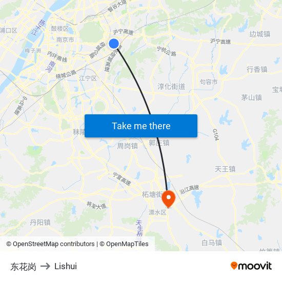 东花岗 to Lishui map