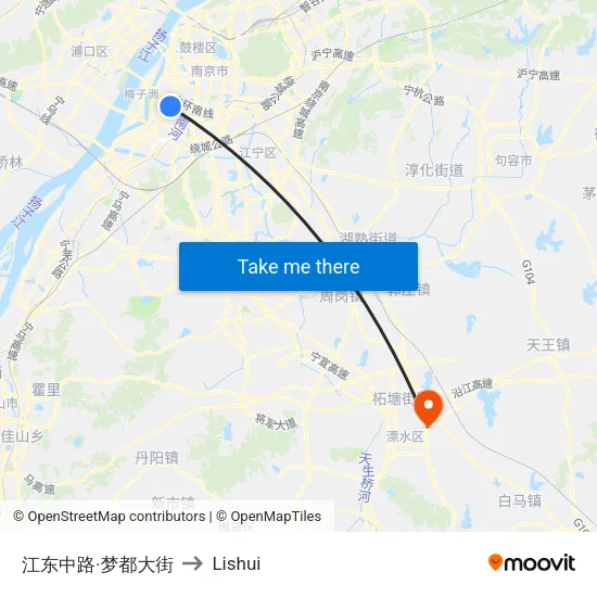 江东中路·梦都大街 to Lishui map