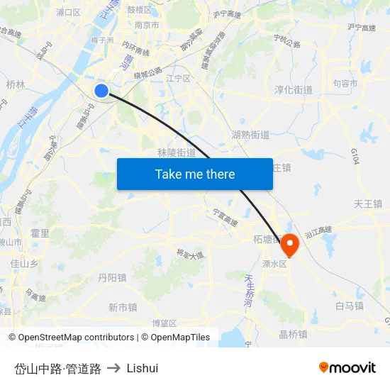 Daishan Middle Road & Guandao Road to Lishui map