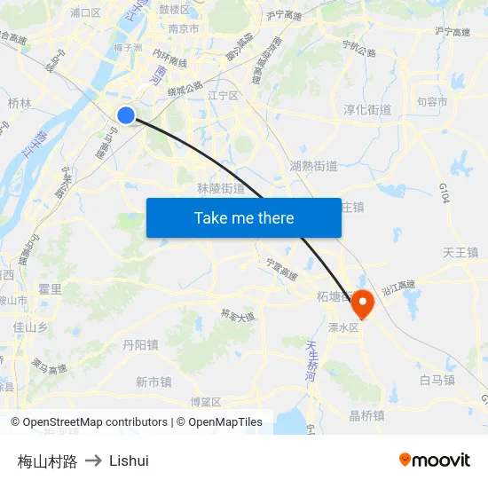 梅山村路 to Lishui map