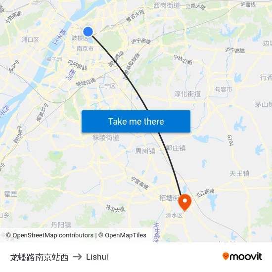 Longpan Road Nanjing Station West to Lishui map