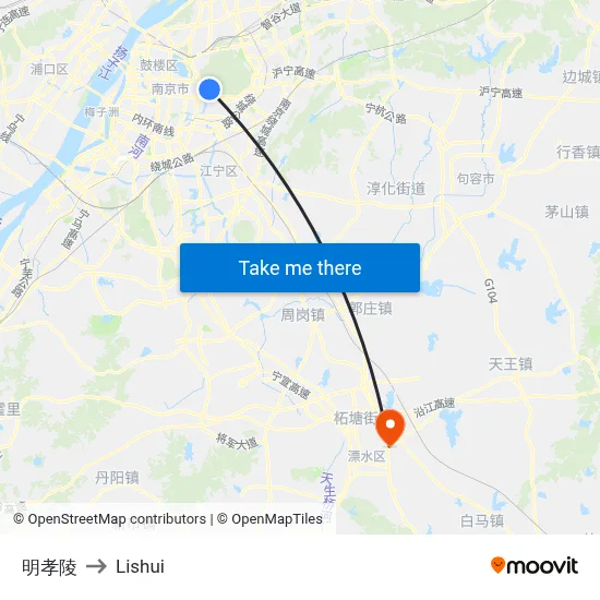 Ming Xiaoling Mausoleum to Lishui map