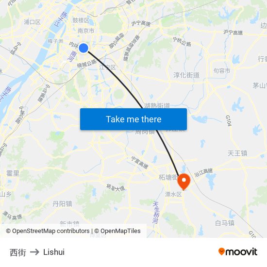 西街 to Lishui map