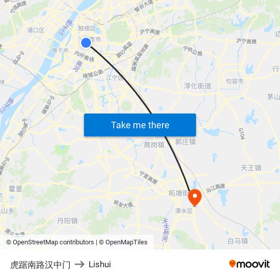 虎踞南路汉中门 to Lishui map