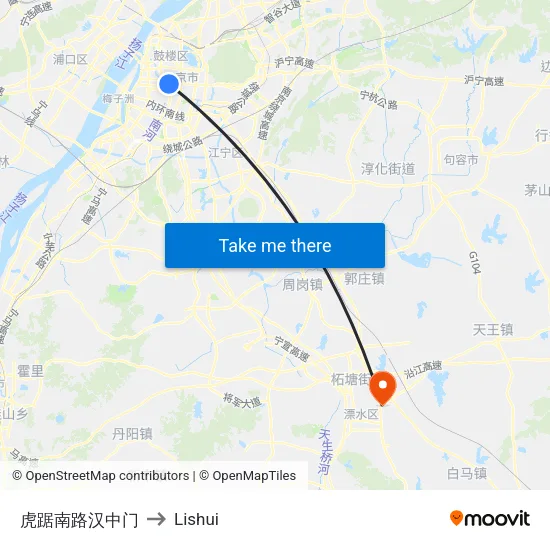 虎踞南路汉中门 to Lishui map