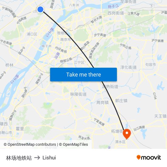 林场地铁站 to Lishui map