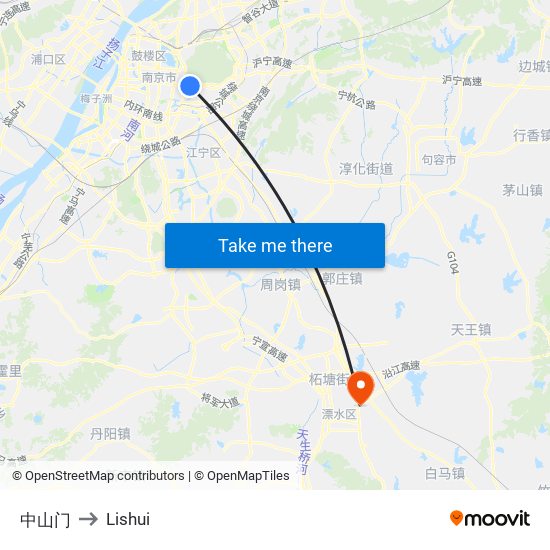 中山门 to Lishui map