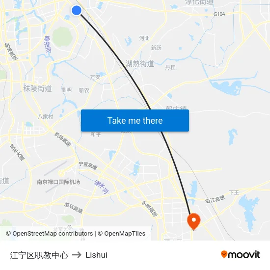 Jiangning District Vocational Education Center to Lishui map