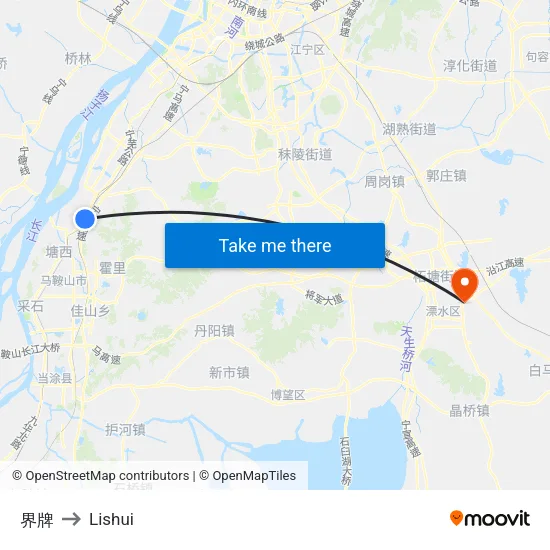 界牌 to Lishui map