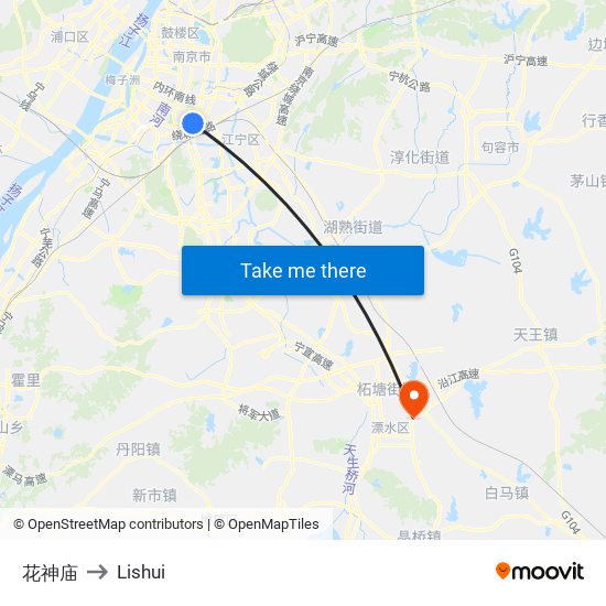 花神庙 to Lishui map