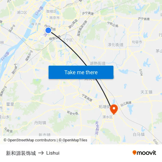 新和源装饰城 to Lishui map