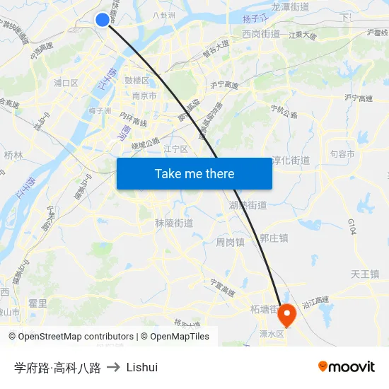 Xuefu Road & Gaoke 8th Road to Lishui map