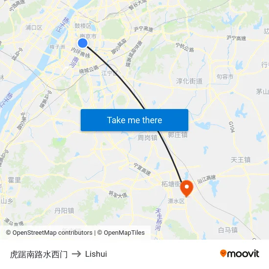 虎踞南路水西门 to Lishui map