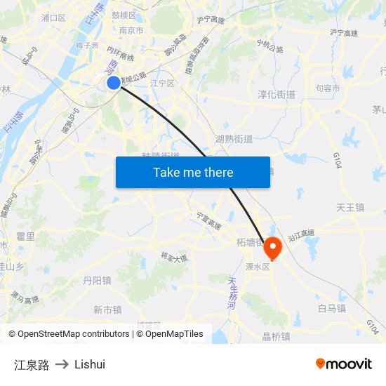江泉路 to Lishui map