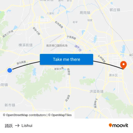 Yongyue to Lishui map