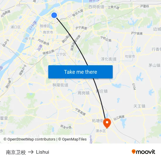 南京卫校 to Lishui map