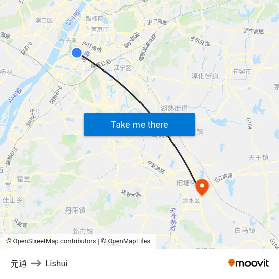 Yuan Tong to Lishui map