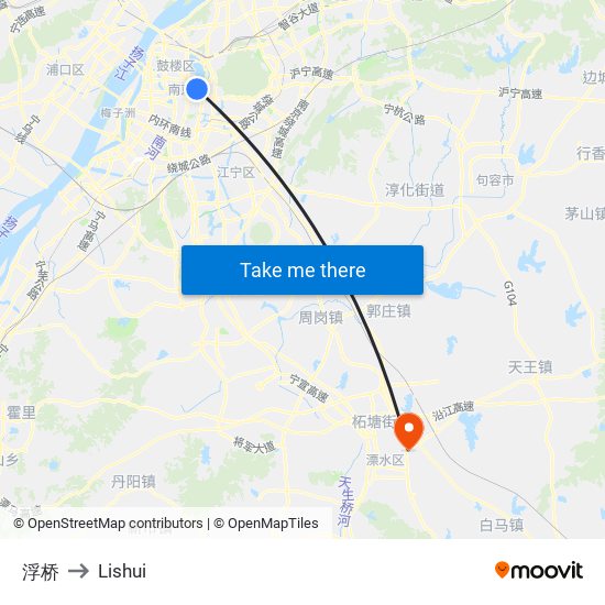 浮桥 to Lishui map