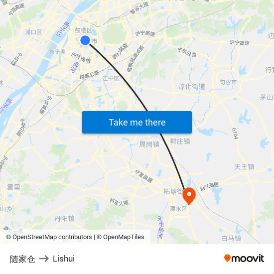 随家仓 to Lishui map