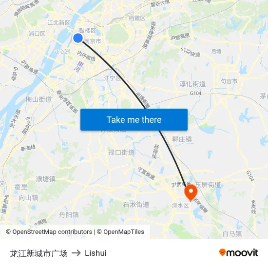 Longjiang New City Plaza to Lishui map