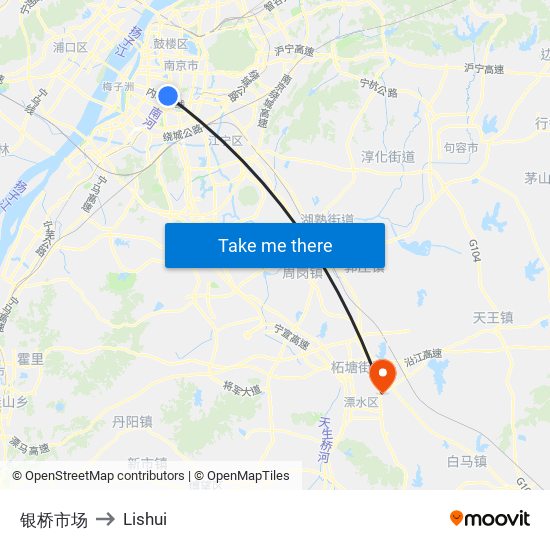 银桥市场 to Lishui map