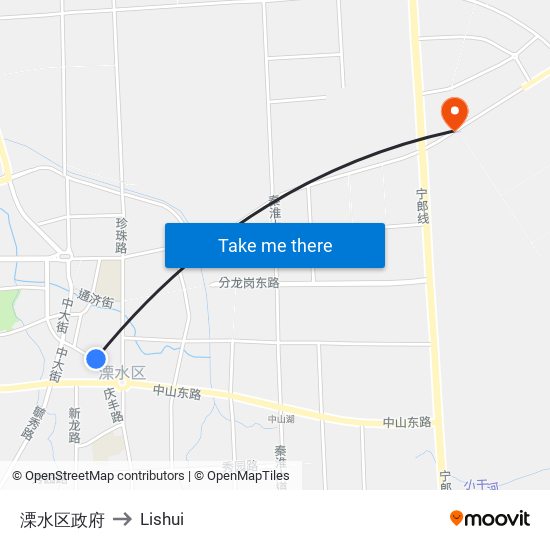溧水区政府 to Lishui map