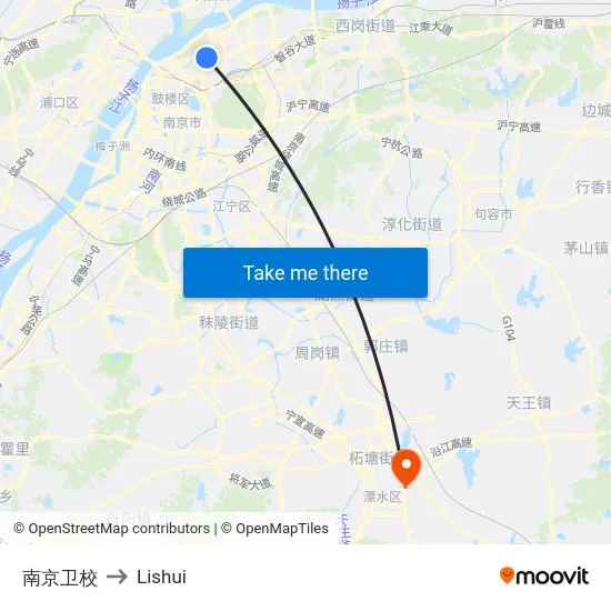 南京卫校 to Lishui map