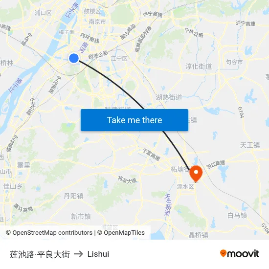 Lianchi Road & Pingliang Street to Lishui map